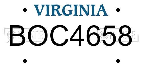 BOC4658 Virginia License Plate