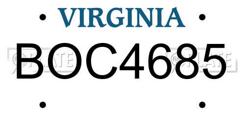 BOC4685 Virginia License Plate