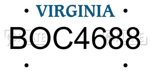 BOC4688 Virginia License Plate