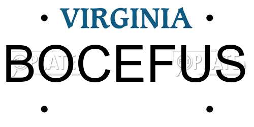 BOCEFUS Virginia License Plate