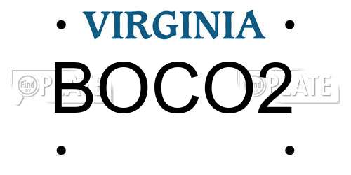 BOCO2 Virginia License Plate