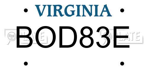 BOD83E Virginia License Plate