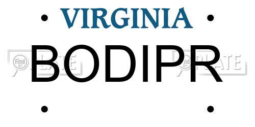 BODIPR Virginia License Plate