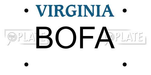 BOFA Virginia License Plate