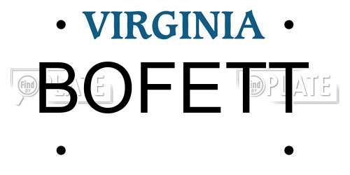 BOFETT Virginia License Plate