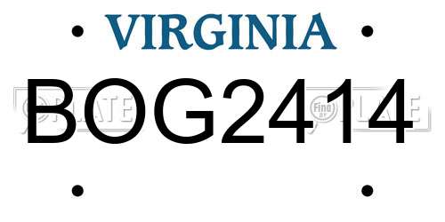 BOG2414 Virginia License Plate
