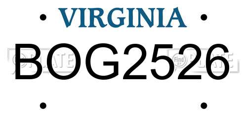 BOG2526 Virginia License Plate