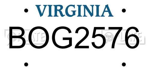 BOG2576 Virginia License Plate