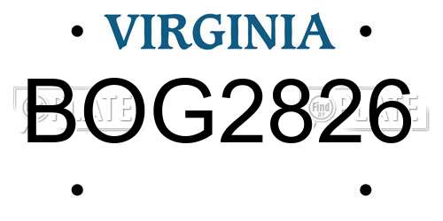 BOG2826 Virginia License Plate
