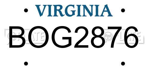 BOG2876 Virginia License Plate