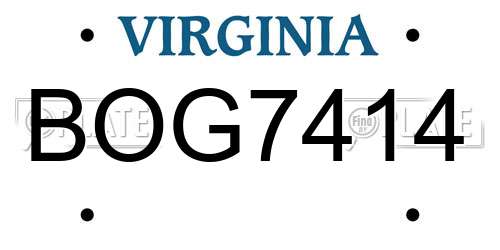 BOG7414 Virginia License Plate