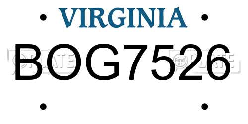 BOG7526 Virginia License Plate