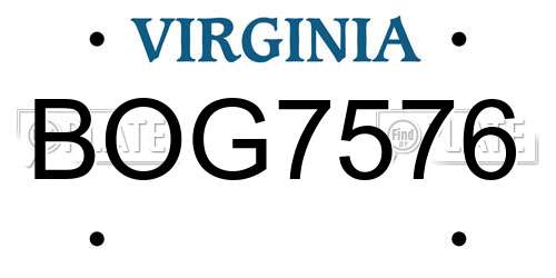 BOG7576 Virginia License Plate