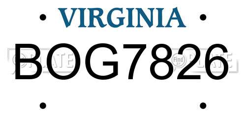BOG7826 Virginia License Plate