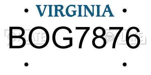 BOG7876 Virginia License Plate