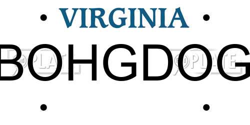 BOHGDOG Virginia License Plate