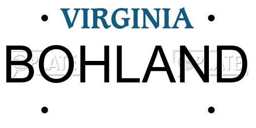 BOHLAND Virginia License Plate
