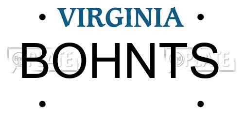 BOHNTS Virginia License Plate