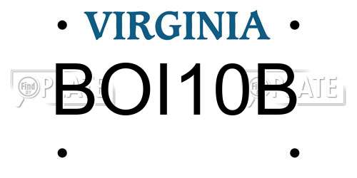 BOI10B Virginia License Plate