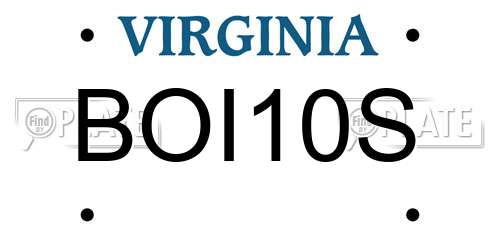 BOI10S Virginia License Plate