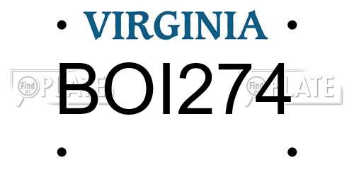 BOI274 Virginia License Plate