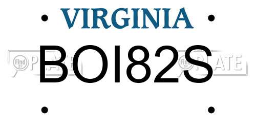 BOI82S Virginia License Plate