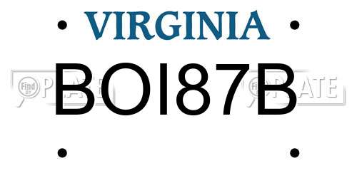 BOI87B Virginia License Plate
