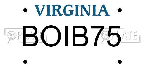 BOIB75 Virginia License Plate