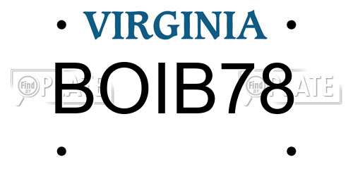 BOIB78 Virginia License Plate