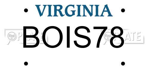 BOIS78 Virginia License Plate