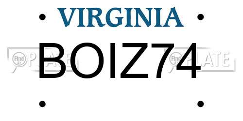BOIZ74 Virginia License Plate