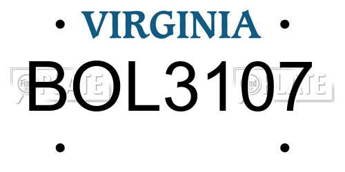 BOL3107 Virginia License Plate