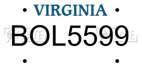 BOL5599 Virginia License Plate