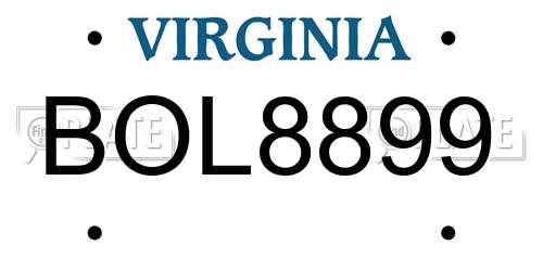 BOL8899 Virginia License Plate
