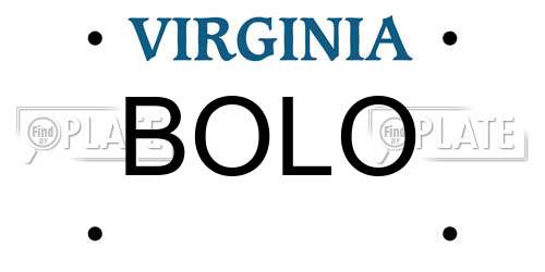 BOLO Virginia License Plate