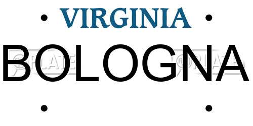 BOLOGNA Virginia License Plate