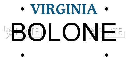 BOLONE Virginia License Plate