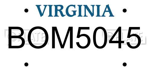 BOM5045 Virginia License Plate