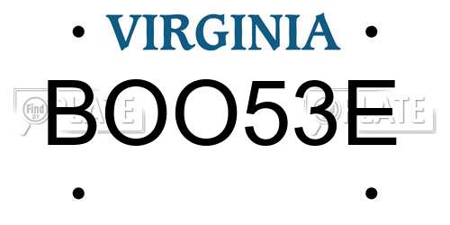 BOO53E Virginia License Plate