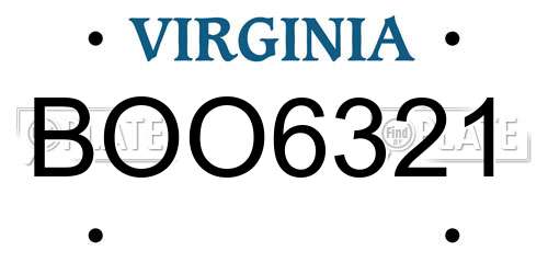 BOO6321 Virginia License Plate