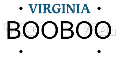 BOOBOO Virginia License Plate