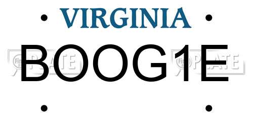 BOOG1E Virginia License Plate