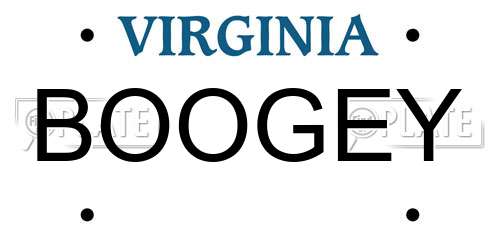 BOOGEY Virginia License Plate