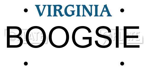 BOOGSIE Virginia License Plate
