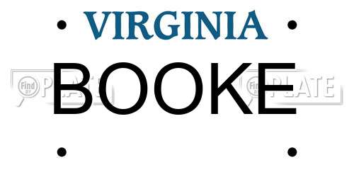 BOOKE Virginia License Plate