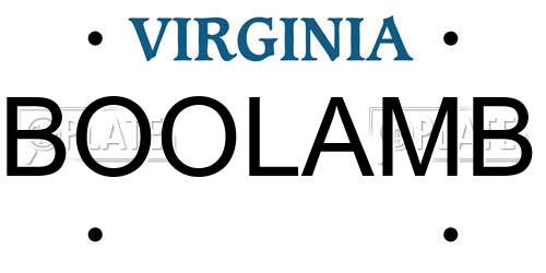 BOOLAMB Virginia License Plate