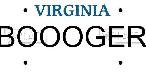 BOOOGER Virginia License Plate