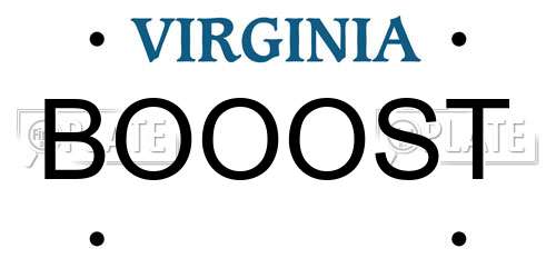 BOOOST Virginia License Plate