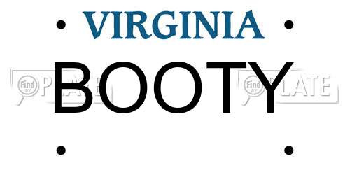 BOOTY Virginia License Plate