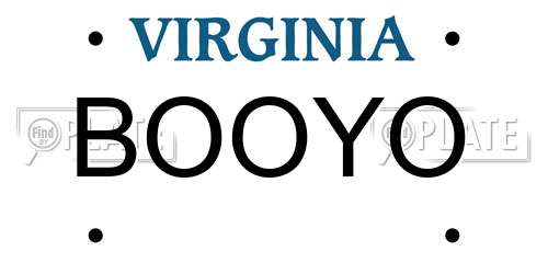 BOOYO Virginia License Plate